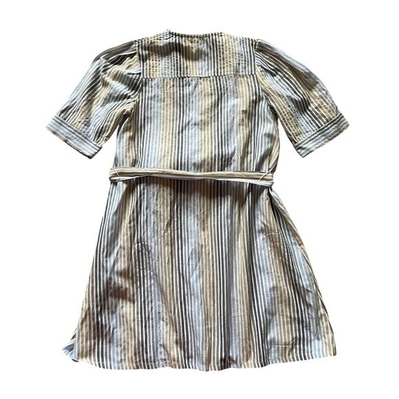 WKND Womens/Teen Button Down Frock Vertical Strip Tie Waist Size XS Casual - Picture 2 of 6